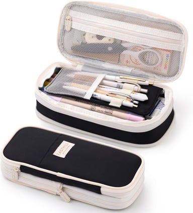 EASTHILL ESTUCHE PARA LÁPICES DE GRAN CAPACIDAD,BOLSA GRANDE PARA LÁPICES DE PAPELERÍA Y BOLÍGRAFOS PARA NIÑAS ADOLESCENTES-NEGRO - 2