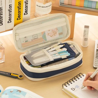 EASTHILL ESTUCHE PARA LÁPICES DE GRAN CAPACIDAD,BOLSA GRANDE PARA LÁPICES DE PAPELERÍA Y BOLÍGRAFOS PARA NIÑAS ADOLESCENTES-AZUL - 3