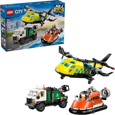 LEGO CITY AVIÓN CAMIÓN DE SERVICIO Y AERODESLIZADOR REMIX 60505