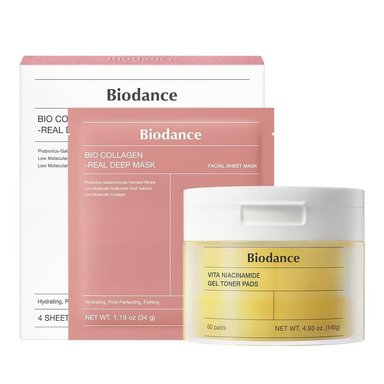 SET BIODANCE MASCARILLA BIOCOLÁGENO Y ALMOHADILLAS NIACINAMIDA 60 UND