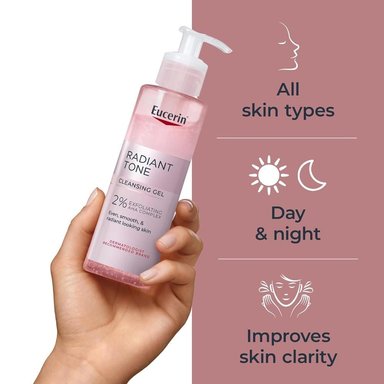 EUCERIN RADIANT TONE GEL LIMPIADOR FACIAL EXFOLIANTE AHA 6.8 FL OZ / 200 ML - 4