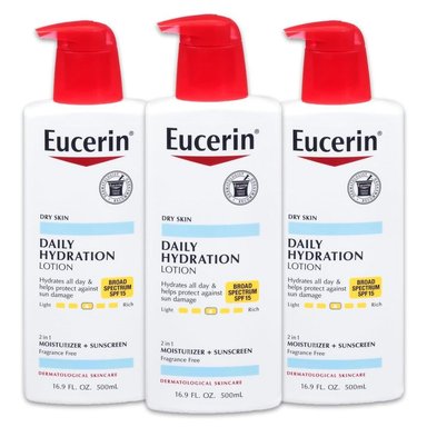 PACK 3 EUCERIN LOCIÓN HIDRATANTE DIARIA FPS 15 PARA PIEL SECA 500 ML - 1