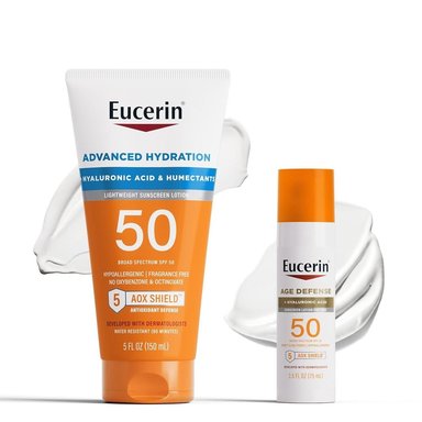 SET EUCERIN SUN SPF 50 LOCIÓN CORPORAL Y PROTECTORA SOLAR AGE DEFENSE FAC 150 ML Y 75 ML - 1