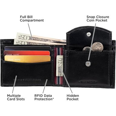 BILLETERA TOMMY HILFIGER BIFOLD COIN BLACK HOMBRE - 6
