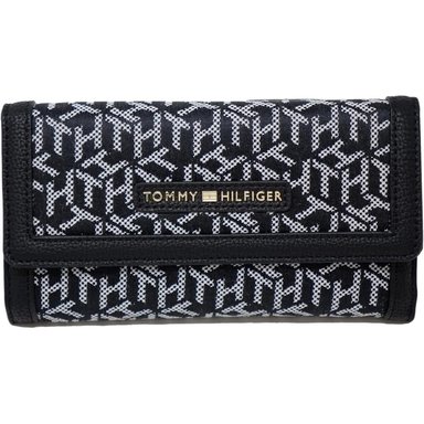 BILLETERA TOMMY HILFIGER CLUTCH JACQUARD BLACK MUJER - 1