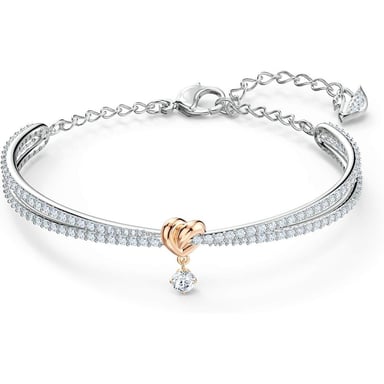 SWAROVSKI PULSERA BANGLE CORAZÓN LIFELONG HEART MIXTO ORO ROSA Y RODIO | ROSA / PLATEADO - 1