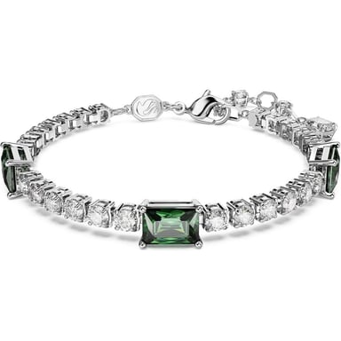 SWAROVSKI PULSERA TENNIS RECTANGULAR MATRIX RODIO | PLATEADO/VERDE - 1