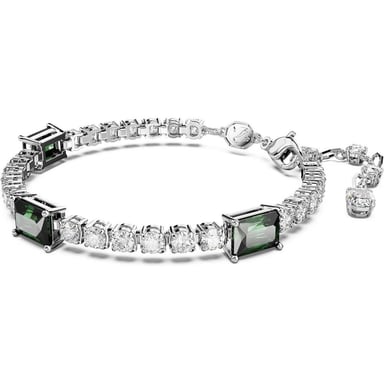 SWAROVSKI PULSERA TENNIS RECTANGULAR MATRIX RODIO | PLATEADO/VERDE - 2