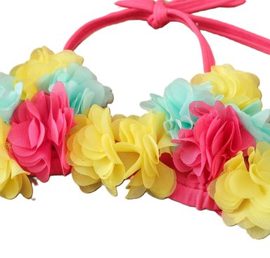 ROPA DE BAÑO 3 PIEZAS PARA BEBE NIÑA FUCSIA DE FLORES 1 AÑO - 5