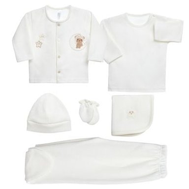 CONJUNTO UNISEX LIMA FASHION KIDS BEIGE ESPECIAL AJUAR BEBÉ DULCE ESTRELLA 6 PIEZAS 0-3M - 4