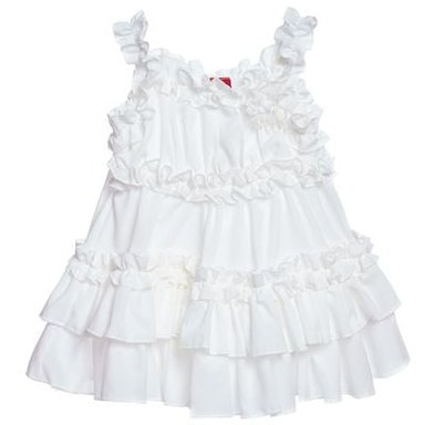 VESTIDO ALGODÓN BEBÉ NIÑA LIMA FASHION KIDS BLANCO CAPAS Y VOLANTES