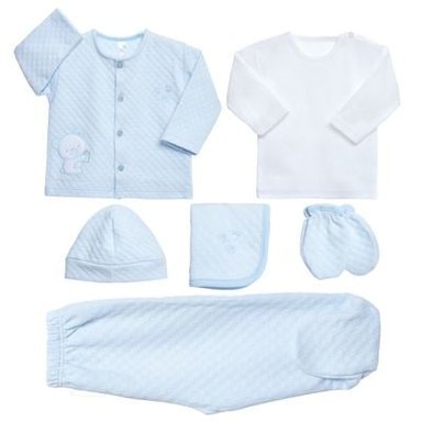 CONJUNTO BEBÉ NIÑO LIMA FASHION KIDS CELESTE ESPECIAL AJUAR 6 PIEZAS OSITO GLOTON 0-3M
