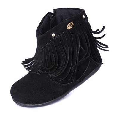 BOTINES BEBÉ NIÑA KLIN NEGRO CON FLECOS