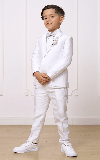TERNO NIÑO LIMA FASHION KIDS BLANCO ELEGANTE 3 PIEZAS SOFISTICADO BAUTIZO T4