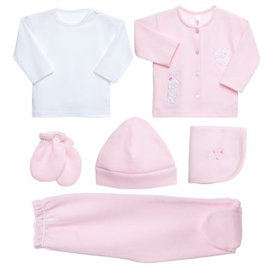 CONJUNTO BEBÉ NIÑA LIMA FASHION KIDS ROSADO ESPECIAL AJUAR 6 PIEZAS CONEJITA 0-3M