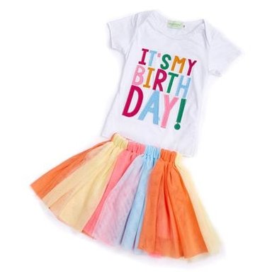 CONJUNTO NIÑA LIMA FASHION KIDS BLANCO FIESTA FELIZ CUMPLEAÑOS T80