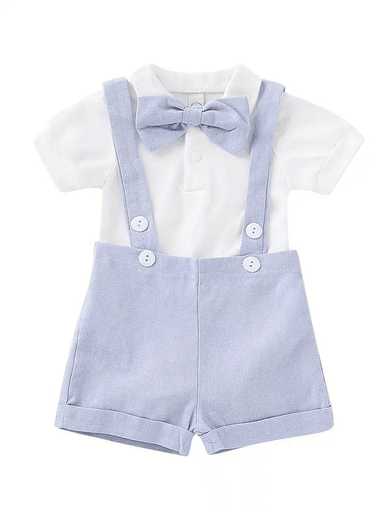 CONJUNTO LINO BEBÉ NIÑO LIMA FASHION KIDS CELESTE GALA 3 PIEZAS CORBATITA + TIRANTES 0-6M