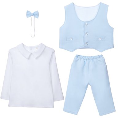 TERNO LARGO BEBÉ LIMA FASHION KIDS CELESTE CLARO FIESTA 4 PIEZAS BAUTIZO ADORABLE