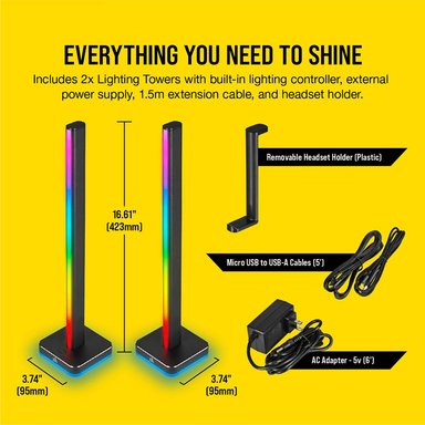 KIT CORSAIR INICIO TORRES LED RGB LT100 INTELIGENTE ICUE - 5