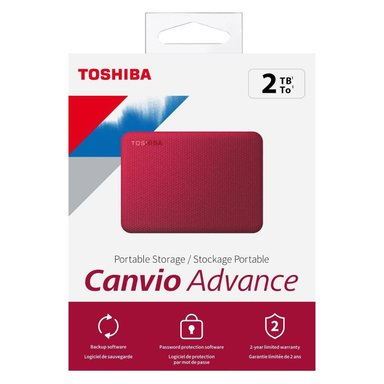 DISCO DURO PORTATIL TOSHIBA CANVIO ADVANCE 2TB ROJO, USB 3.2 - 3