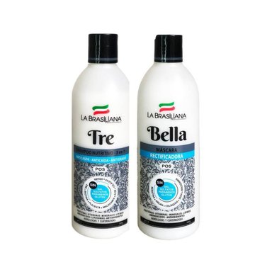 SHAMPOO TRE LA BRASILIANA 3 EN 1 SIN SAL + MÁSCARA CAP BELLA RECTIFICADORA 500ML - 1