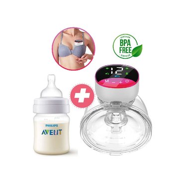 PACK EXTRACTOR DE LECHE MANOS LIBRES + BIBERÓN AVENT 4OZ - 1