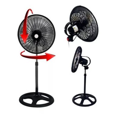 VENTILADOR ORBITAL 360° DE 5 ASPAS METALICAS MALLA PLASTICA 3 EN 1 18'