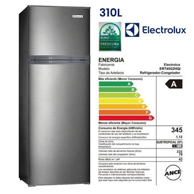 REFRIGERADORA ELECTROLUX TOP FREEZER FROST ERT45G2HQI 310 LITROS