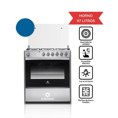 COCINA INDURAMA A GAS CATALUÑA QZ 6 HORNILLAS CROMA