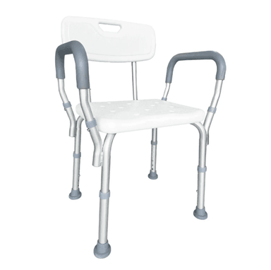 SILLA DE DUCHA CON APOYA BRAZOS DE ALUMINIO PARA BAÑO