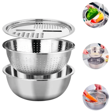 SET DE BOWLS 3 EN 1 RALLADOR ESCURRIDOR Y BOWL