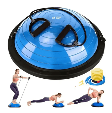 BALON BOSU + LIGAS SOPORTE 150KG PELOTA DE EQUILIBRIO