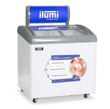 CONGELADOR ILUMI TF-1600 CON TAPA DE VIDRIO DE 160 L