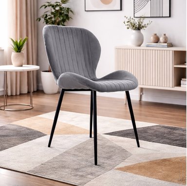 SILLA DISEÑO MARIPOSA TAPIZADA GRIS MOBELART