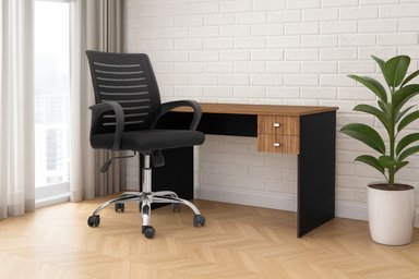 PACK MÖBELART ESCRITORIO VOLT NOGAL NEGRO Y SILLA DEX NEGRO