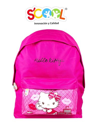 MOCHILA SCOOL OFICIO DISEÑO HELLO KITTY FUCSIA