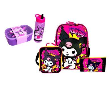 SET KUROMI MOCHILA LONCHERA Y CARTUCHERA MÁS TAPER Y TOMATODO