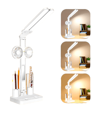 LÁMPARA DE ESCRITORIO CON VENTILADORES INCLUIDOS