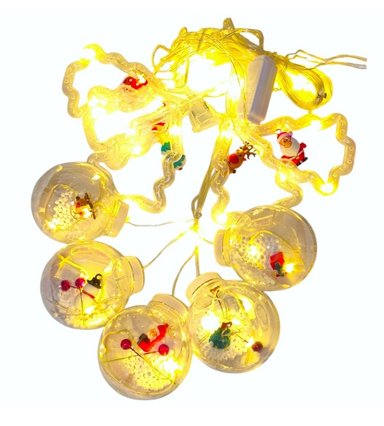 LUCES CORTINA DE NAVIDAD DISEÑO FIGURAS ESFERAS - TONO CÁLIDO - 4