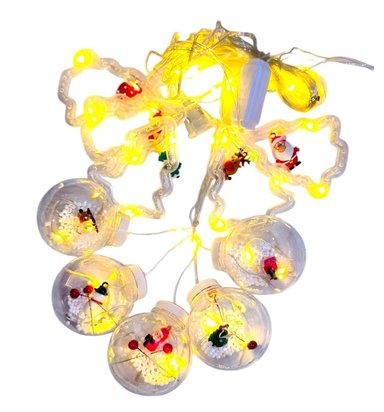 LUCES CORTINA DE NAVIDAD DISEÑO FIGURAS ESFERAS - TONO CÁLIDO - 5