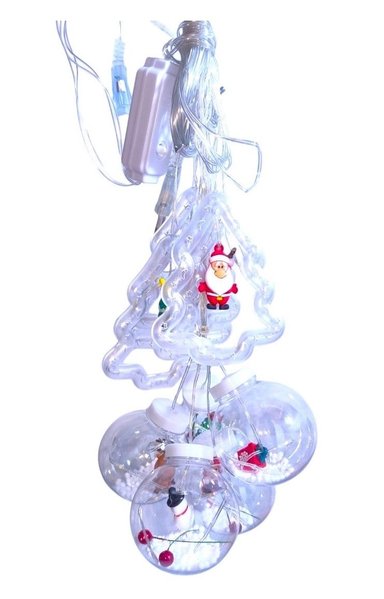 LUCES CORTINA DE NAVIDAD DISEÑO FIGURAS ESFERAS - TONO CÁLIDO - 6
