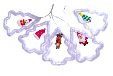 LUCES CORTINA DE NAVIDAD DISEÑO FIGURAS ESFERAS - TONO MULTICOLOR - 2
