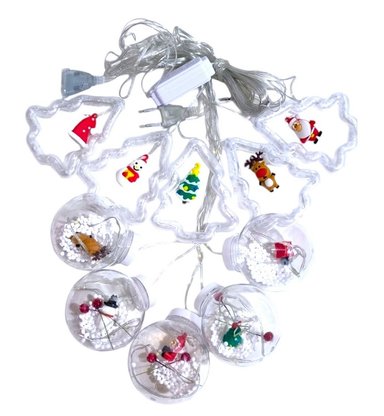 LUCES CORTINA DE NAVIDAD DISEÑO FIGURAS ESFERAS - TONO MULTICOLOR - 4