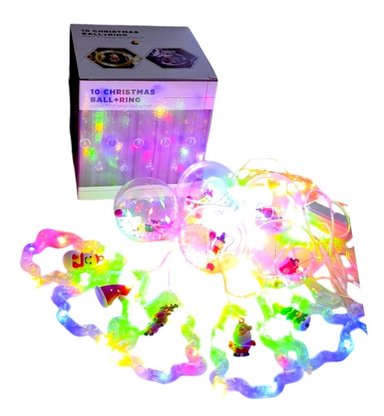 LUCES CORTINA DE NAVIDAD DISEÑO FIGURAS ESFERAS - TONO MULTICOLOR - 5