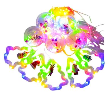 LUCES CORTINA DE NAVIDAD DISEÑO FIGURAS ESFERAS - TONO MULTICOLOR - 7