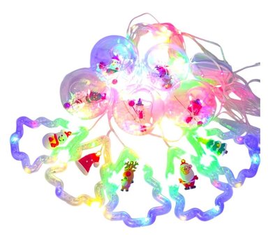 LUCES CORTINA DE NAVIDAD DISEÑO FIGURAS ESFERAS - TONO MULTICOLOR - 8