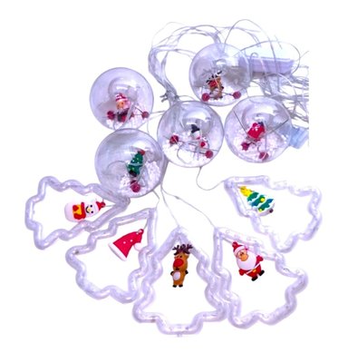 LUCES CORTINA DE NAVIDAD DISEÑO FIGURAS ESFERAS - TONO MULTICOLOR - 9