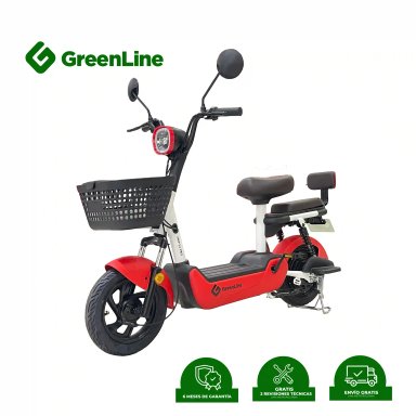 BICIMOTO ELÉCTRICA GREENLINE VMP S3 PRO ROJO, RENDIMIENTO 30 A 40 KM
