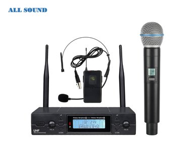 MICRÓFONO PROFESIONAL ALL SOUND INALÁMBRICO UHF DUAL CON MALETIN ALUMINIO