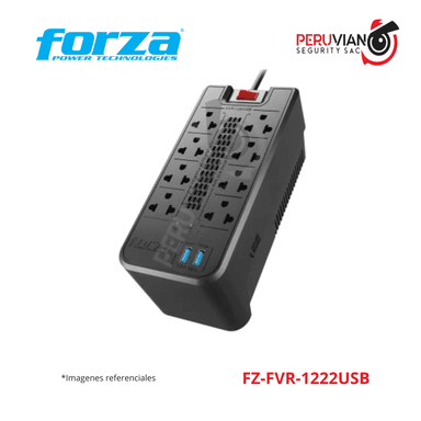 ESTABILIZADOR FORZA FZ-FVR-1222USB 600 WATTS 8 TOMAS 1200VA C/2USB 220V